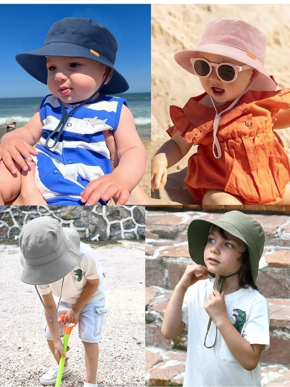 FURTALK Baby Toddler Sun Hat Kids Bucket Hat UPF50+ UV Adjustable Lightweight